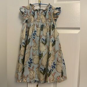 Pink Chicken Blue Bunny Print Dress